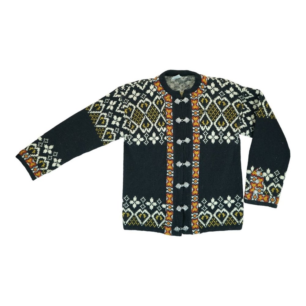 Vintage DIRDALSTRIKK Wool Cardigan Hippie Scandinavian Sweater Size 48‎